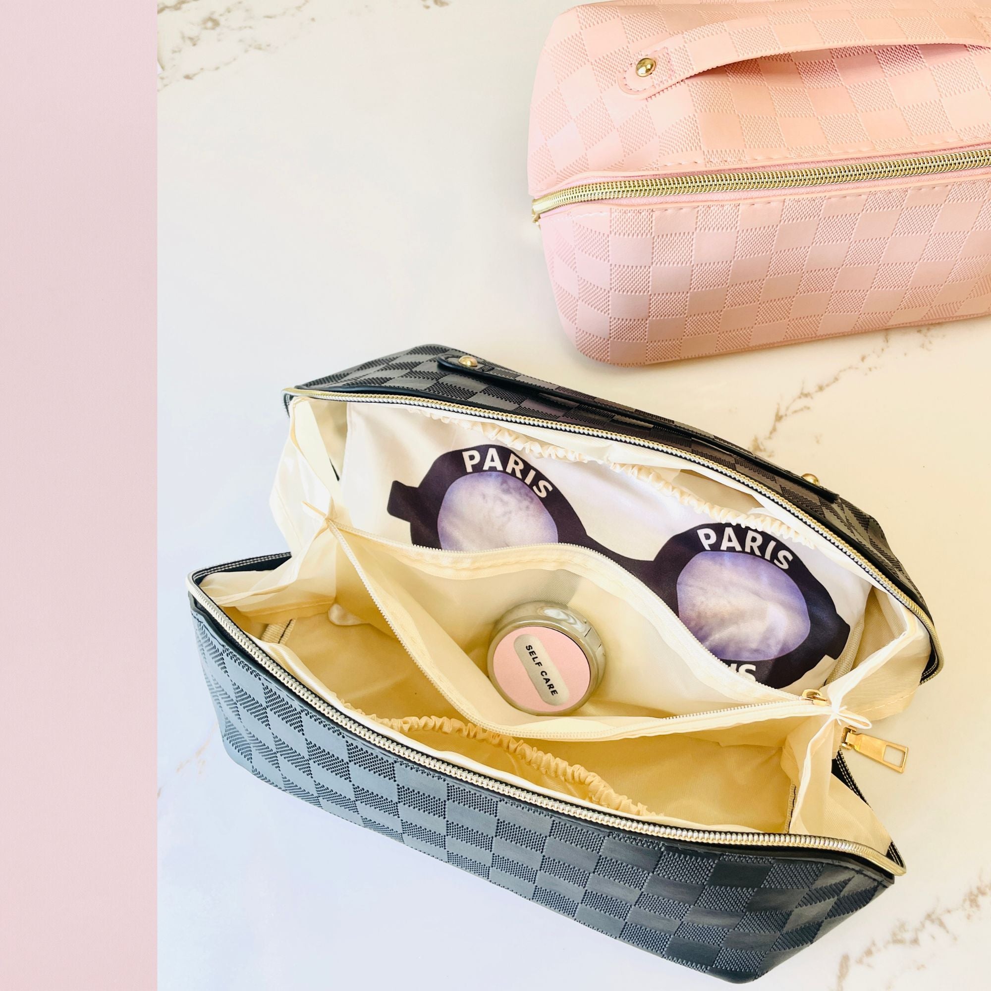 Cosmetic Organizer Luxury Checkered Makeup Bag SOIDRAM Checkered