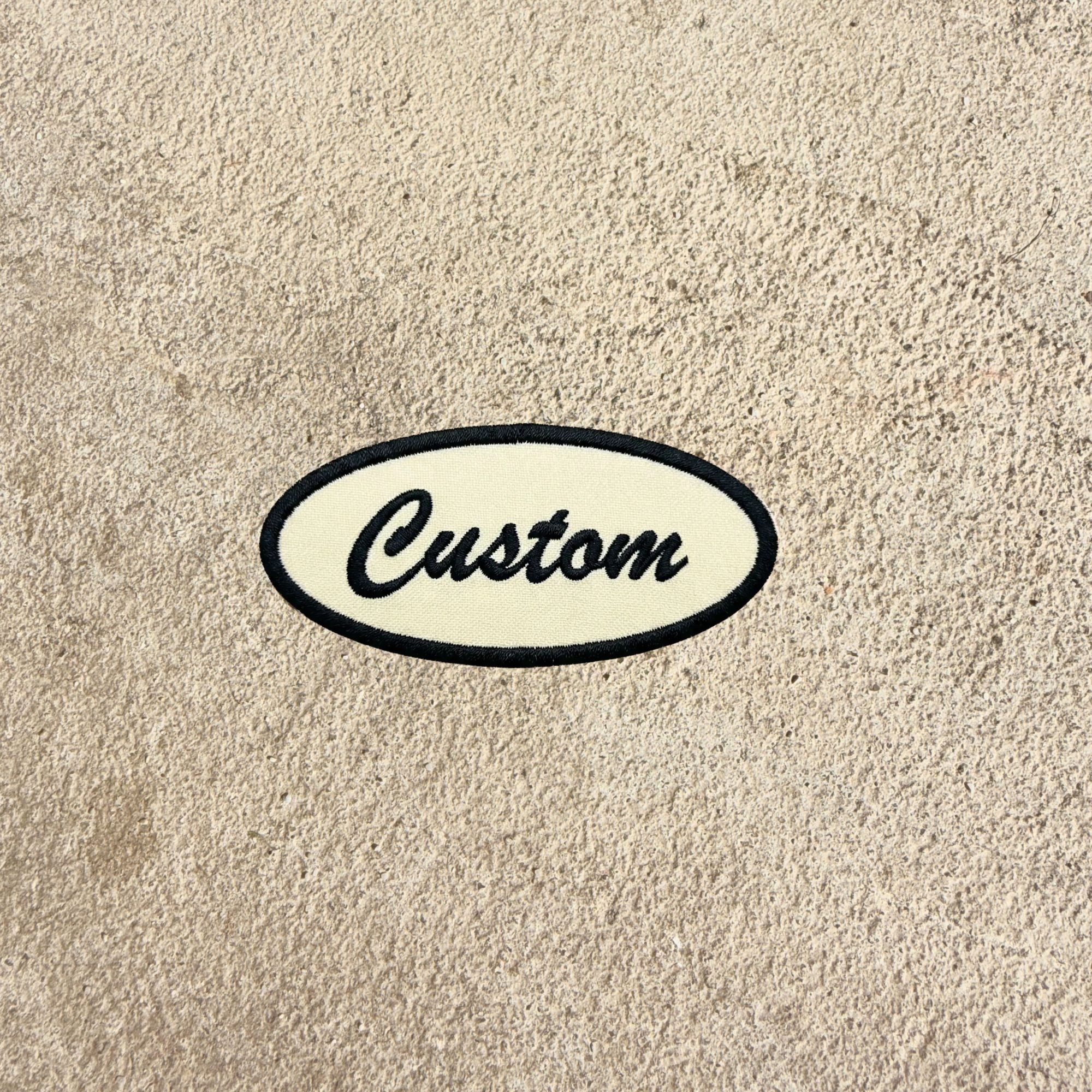 custom patch in cream and navy