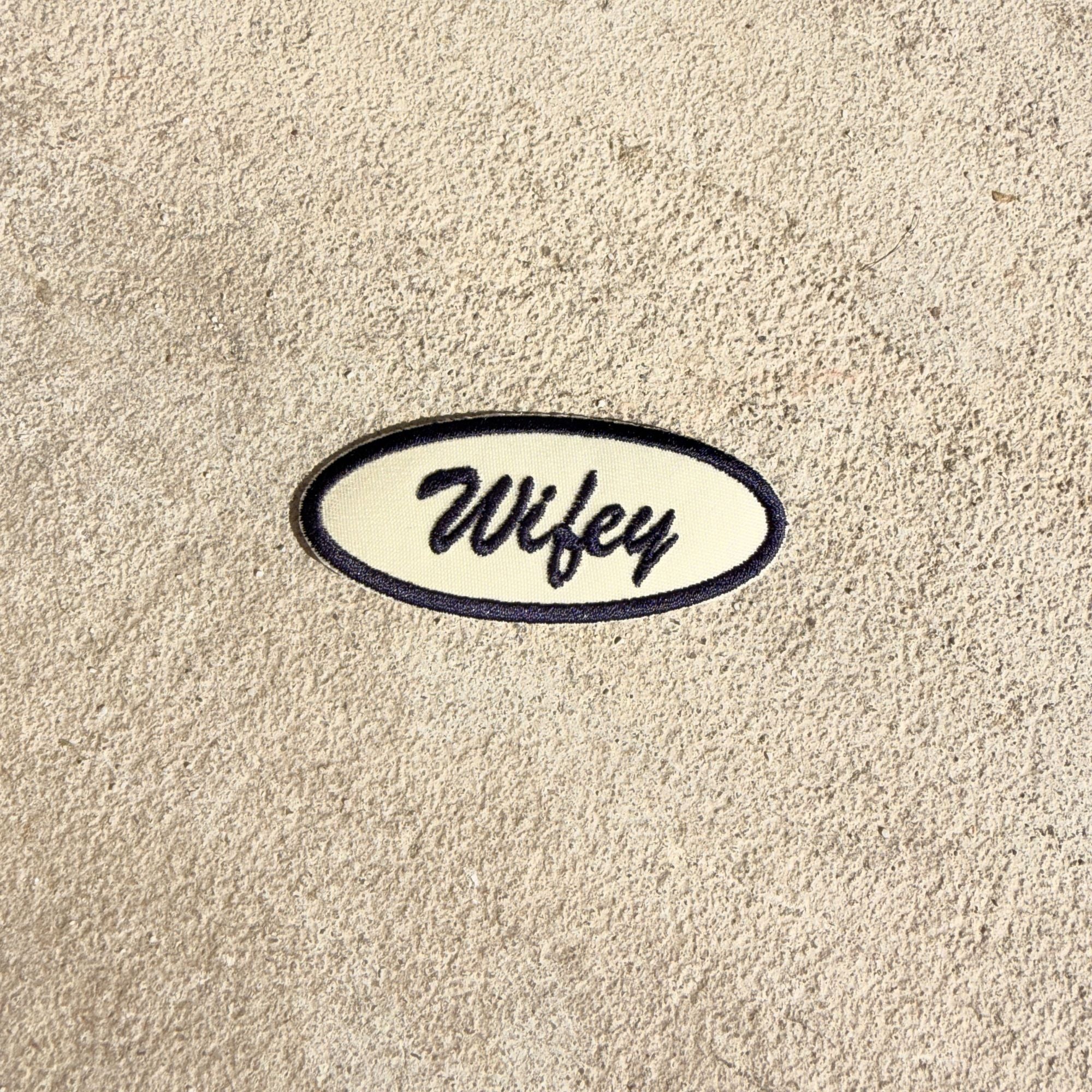 custom wifey patch cream and navy 