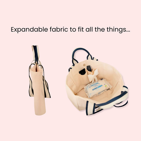 Everyday chic canvas tote bag that is expandable and spacious 